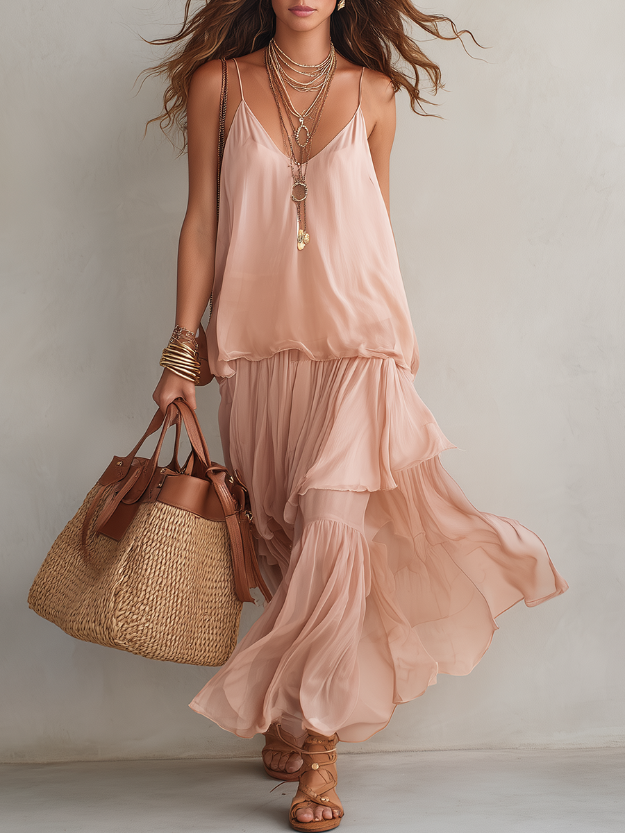 Airy Spaghetti-Strap Skirt Set