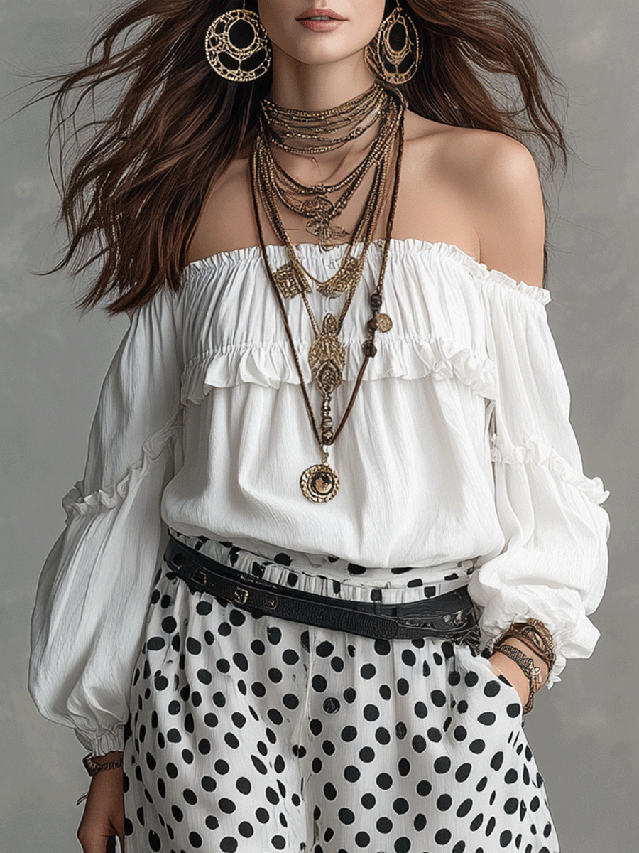 Bohemian Polka Dot Skirt Set