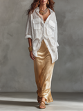 Effortless Striped Relaxed Shirt & Fluid Maxi Dress Set
