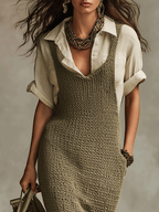 Effortless Bohemian Layered Wide-Leg Maxi Dress Shirt Set