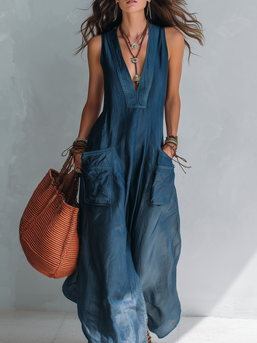 Bohemian style Wide leg Jumpsuit With Practical Pockets