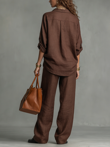 Effortless Tailored Tie-Waist Two-Piece Set