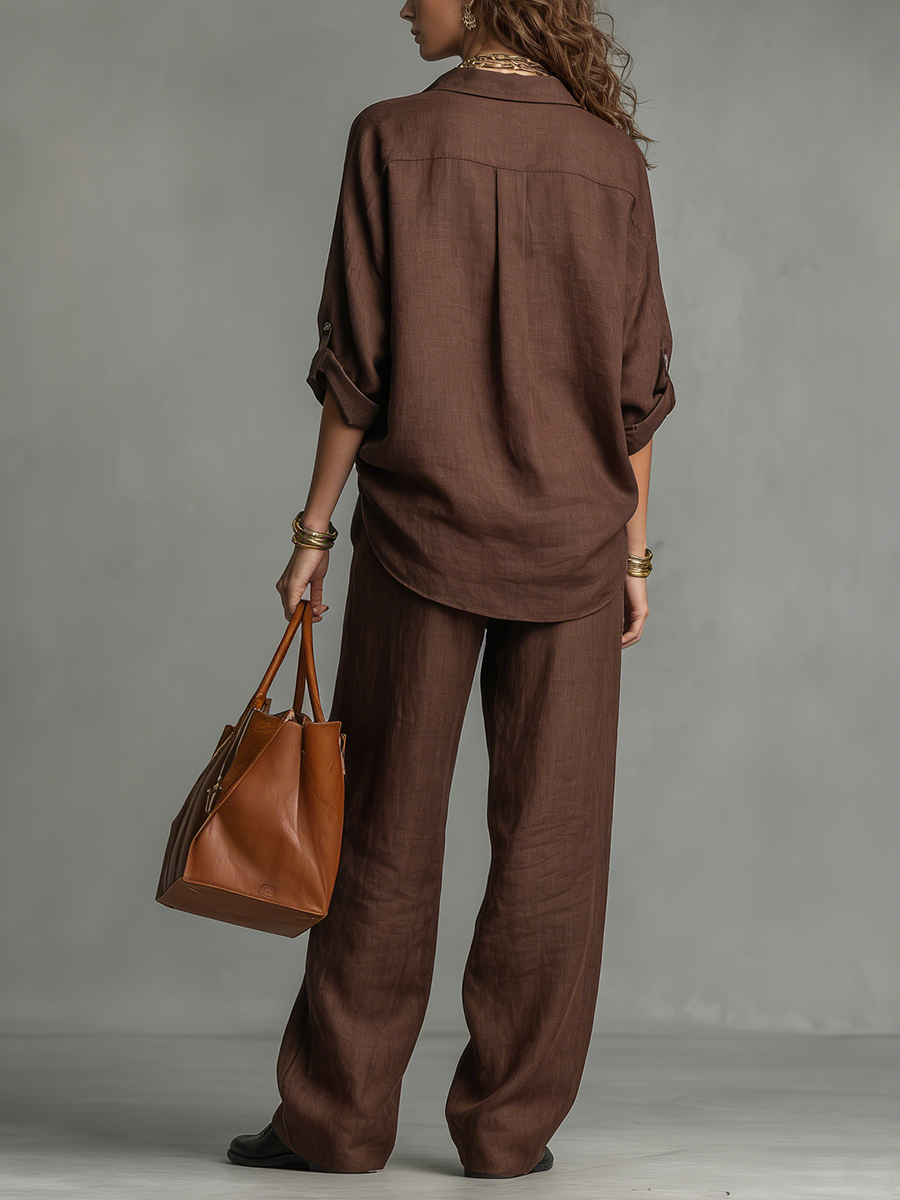 Effortless Tailored Tie-Waist Two-Piece Set