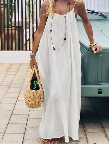 Women's Solid Color Backless Cami Dress