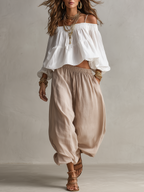 Relaxed Off-Shoulder Pants Set