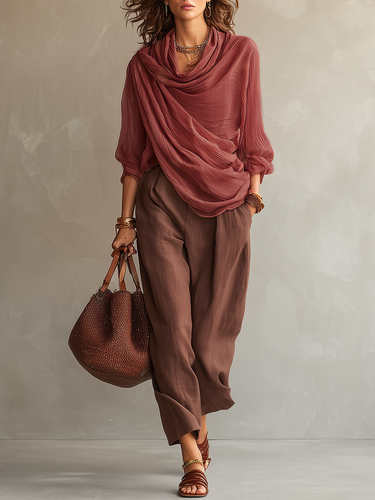 Refined Draped Silhouette Pants Set