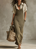Effortless Bohemian Layered Wide-Leg Maxi Dress Shirt Set