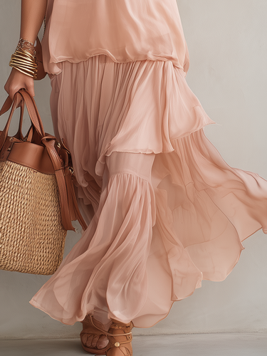 Airy Spaghetti-Strap Skirt Set