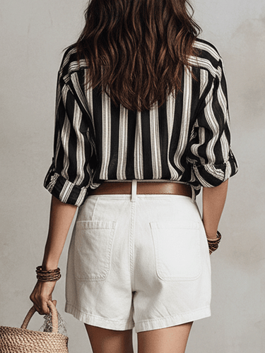 Effortless Linen-Blend High-Waist Shorts