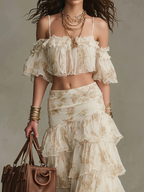 Playful Ruffled Bohemian Skirt Set
