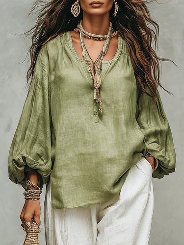 Sage Linen Blouse & Relaxed White Trousers Everyday Escape Set