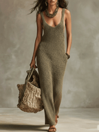 Effortless Bohemian Layered Wide-Leg Maxi Dress Shirt Set