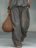 Fluid Drape Halter Top & Wide-Leg Pants Set