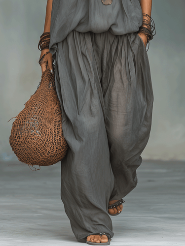 Fluid Drape Halter Top & Wide-Leg Pants Set