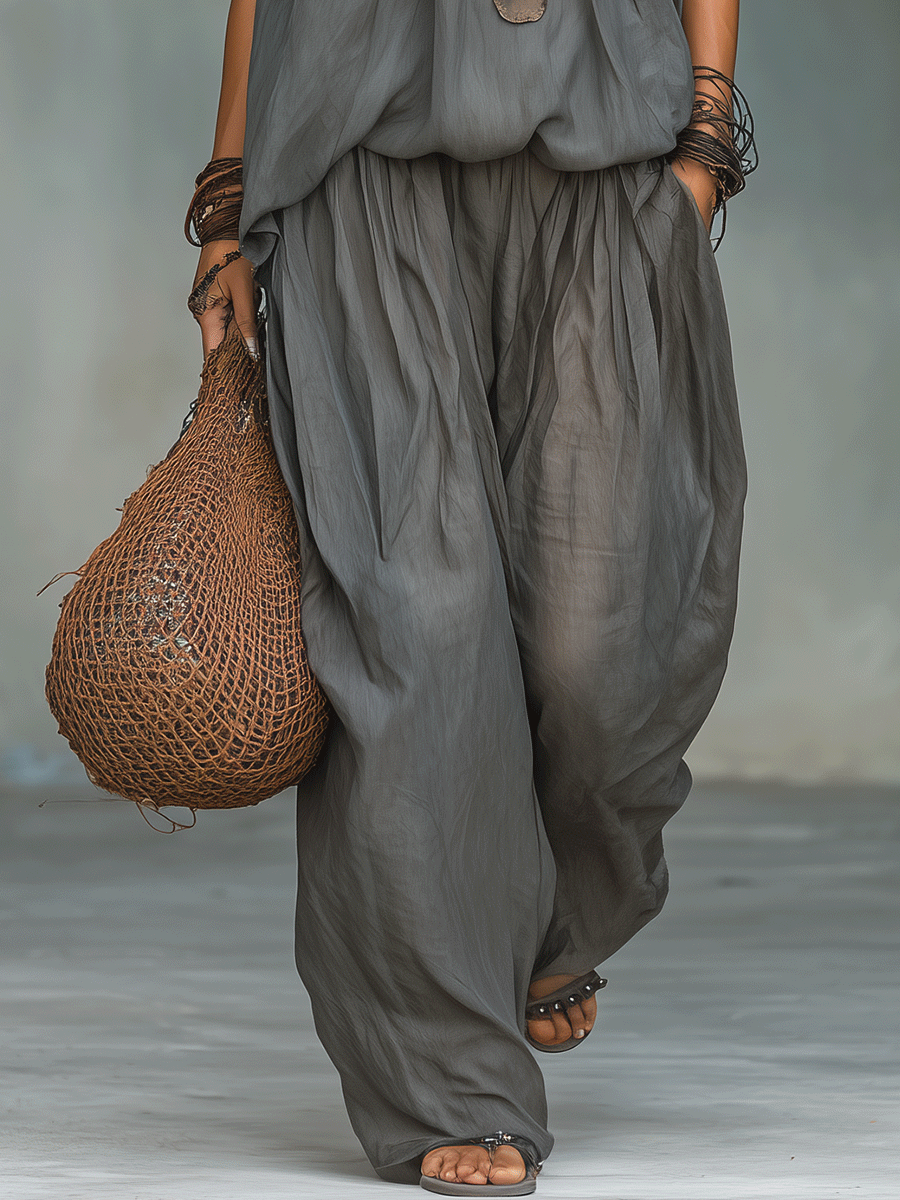 Fluid Drape Halter Top & Wide-Leg Pants Set