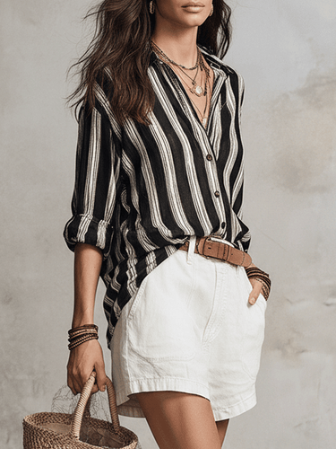 Effortless Linen-Blend High-Waist Shorts