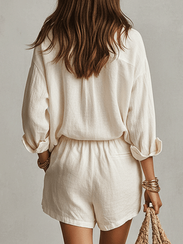 Bohemian Linen Oversized Shirt With Easy Shorts