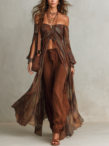Bohemian-style Printed Long Suit Set