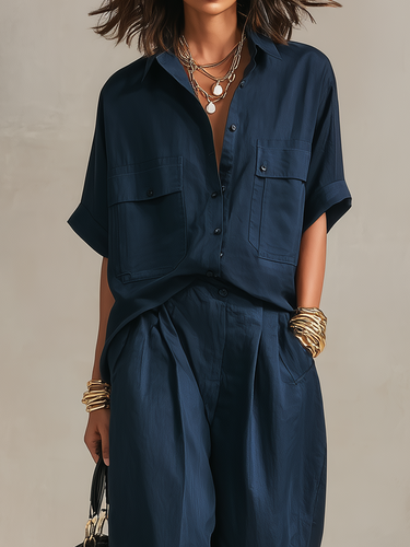Effortless Minimalist Linen Shirt & Wide-Leg Culotte Set