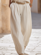 Relaxed Cream Textured Sleeveless Top & Wide-Leg Trouser Co-ord Set