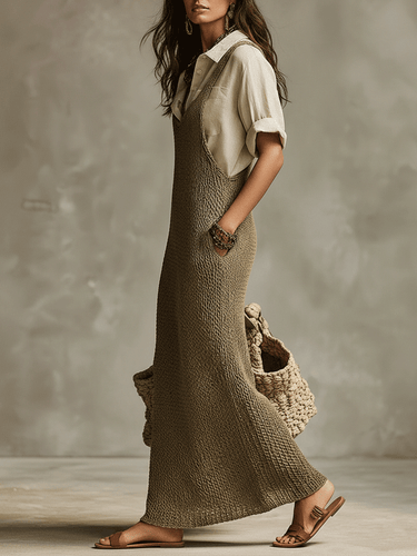 Effortless Bohemian Layered Wide-Leg Maxi Dress Shirt Set