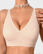 Deep-V Velvet Trim Wireless Push-Up Bra