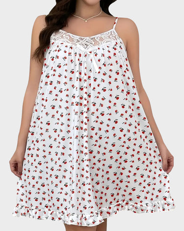 Ditsy Floral Lace-Trimmed Cami Sleep Dress