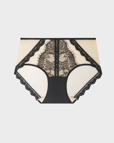 Elegant Antibacterial Mulberry Silk Mid-Waist Lace Panel Panties (3 Pack)