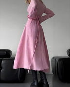 Elegant Lace-Up Square Neck A-Line Dress