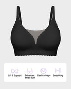 Lace Scalloped Wireless Seamless Push-Up Bra