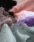 Ribbed Cotton Lace Mid-Rise Panty(9 pack）
