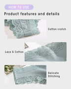 Ribbed Cotton Lace Mid-Rise Panty(9 pack）