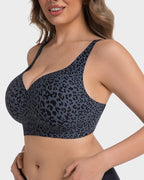 Thandibra™ Wireless Leopard V-Neck Contour Bra No Underwire No Wires. No Pressure. Just All-Day Comfort.