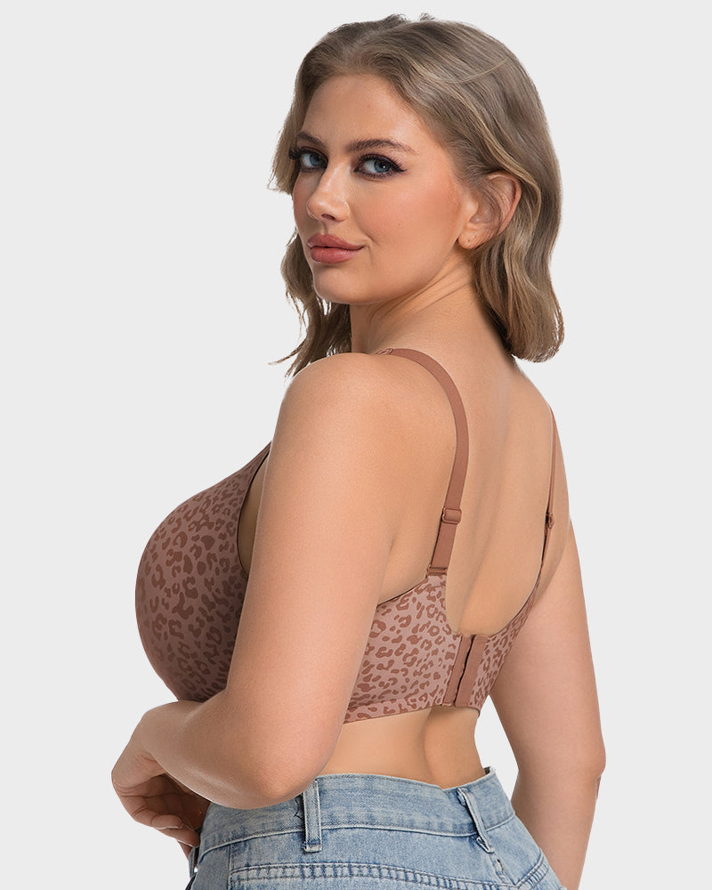 Thandibra™ Wireless Leopard V-Neck Contour Bra No Underwire No Wires. No Pressure. Just All-Day Comfort.