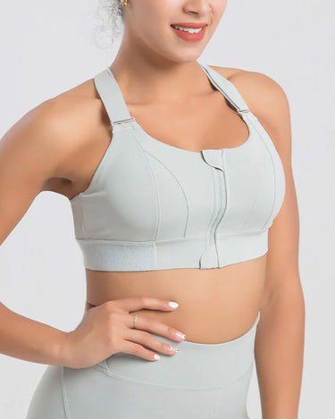 Plus Size Shock Absober Zip-Front High Impact Sports Bra