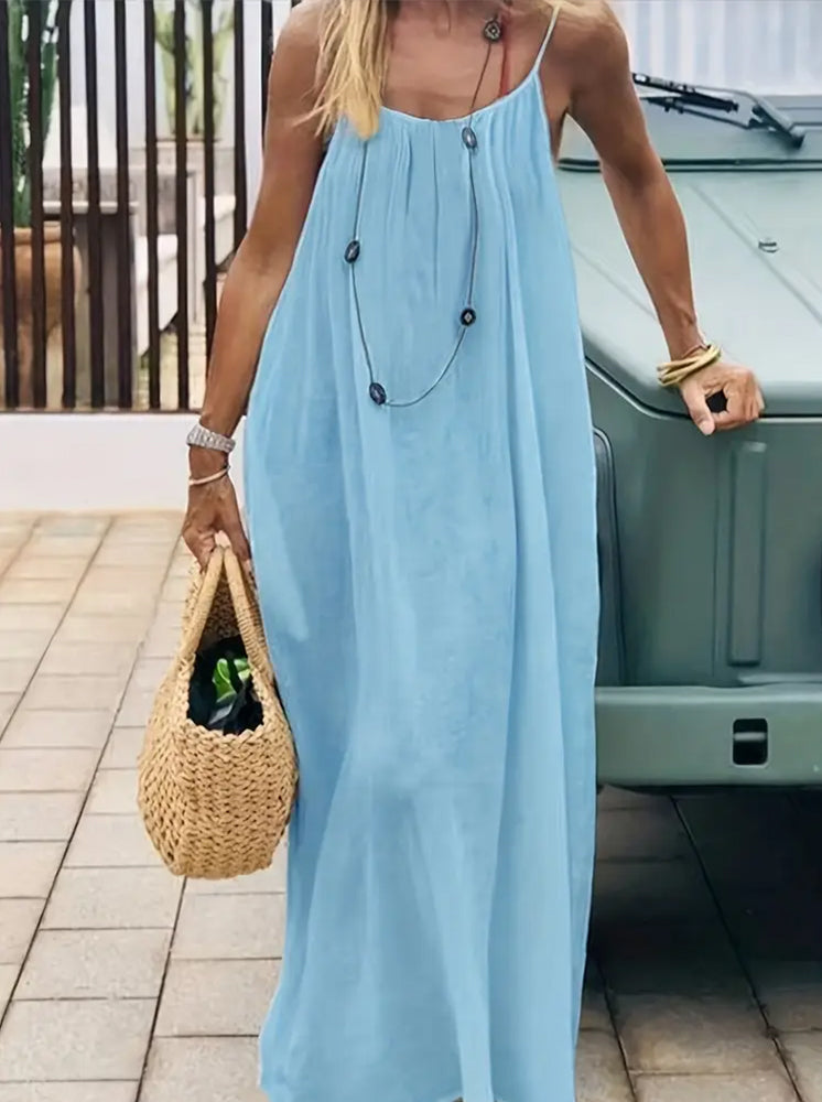 Women's Solid Color Backless Cami Dress