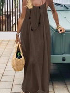 Women's Solid Color Backless Cami Dress
