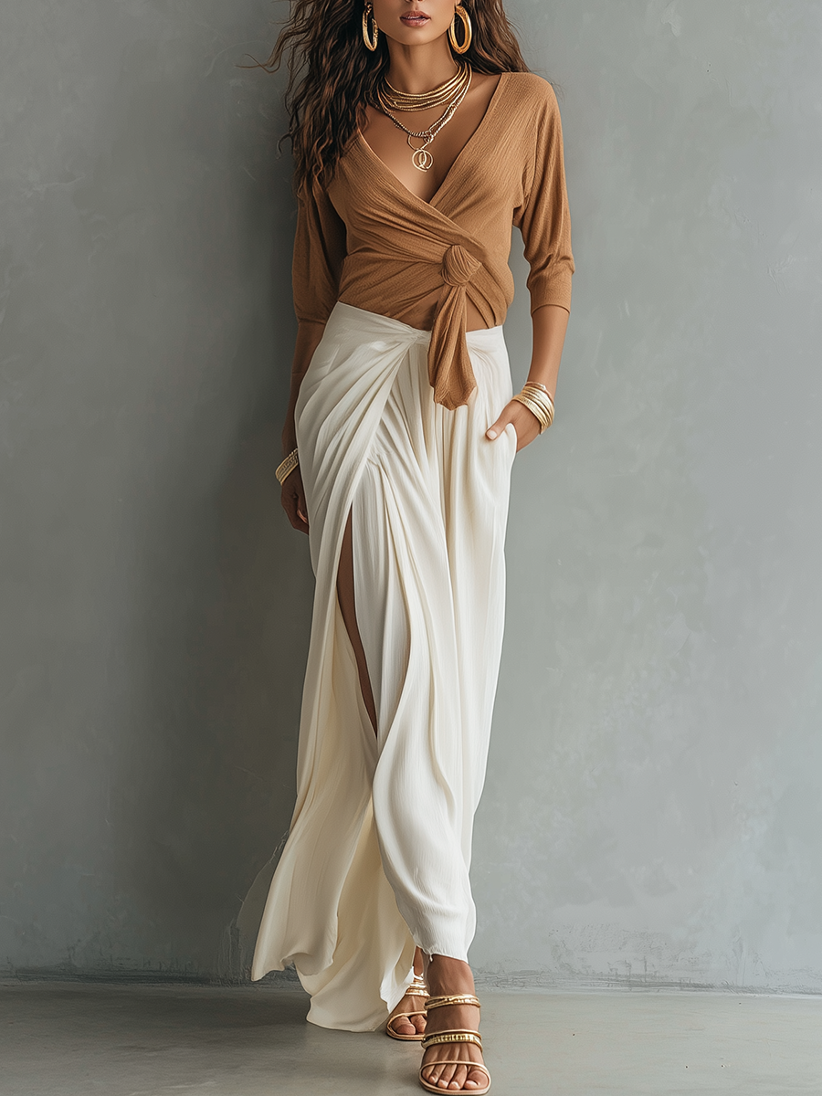 Soft Minimal Knit Skirt Ensemble