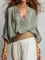 Graceful Draped Top & Maxi Skirt Set