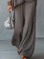 Modern Halter Neck Draped Wide-Leg Set
