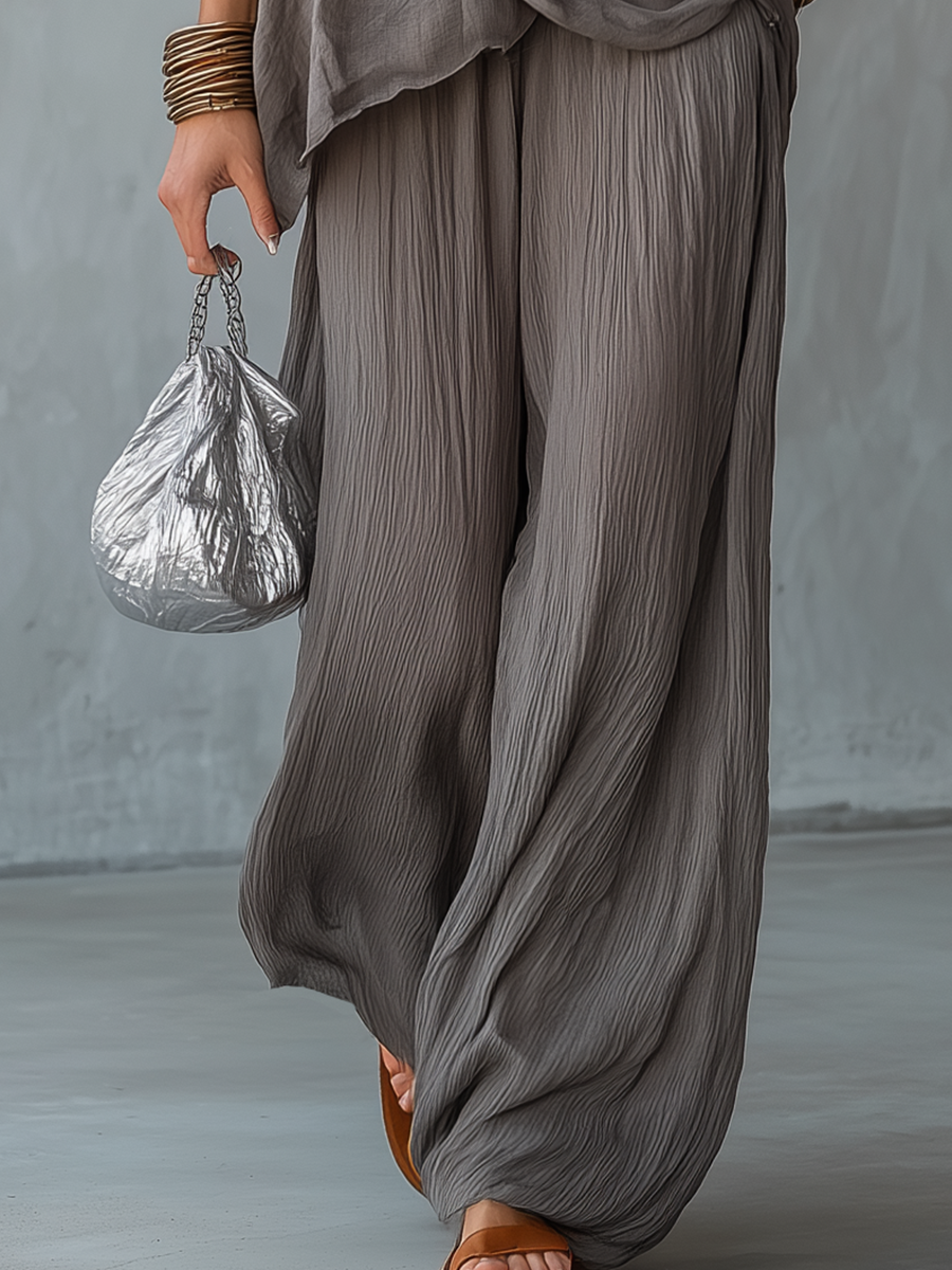 Modern Halter Neck Draped Wide-Leg Set