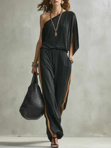 Asymmetric One-Shoulder Pants Set