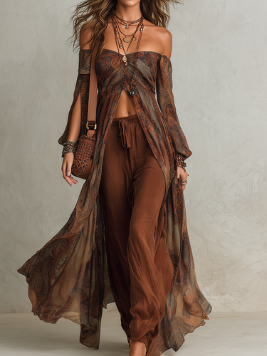 Bohemian-style Printed Long Suit Set