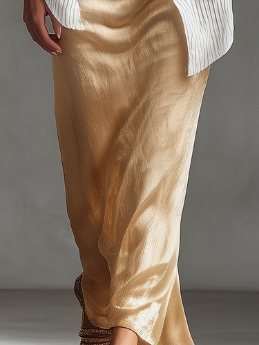 Effortless Striped Relaxed Shirt & Fluid Maxi Dress Set