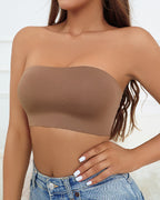 Wireless Strapless Bandeau Bra Seamless Stretch Non Padded Push Up Bralette