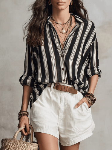 Effortless Linen-Blend High-Waist Shorts