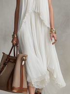 Elegant Pleated Sleeveless Top & Asymmetric Skirt Set