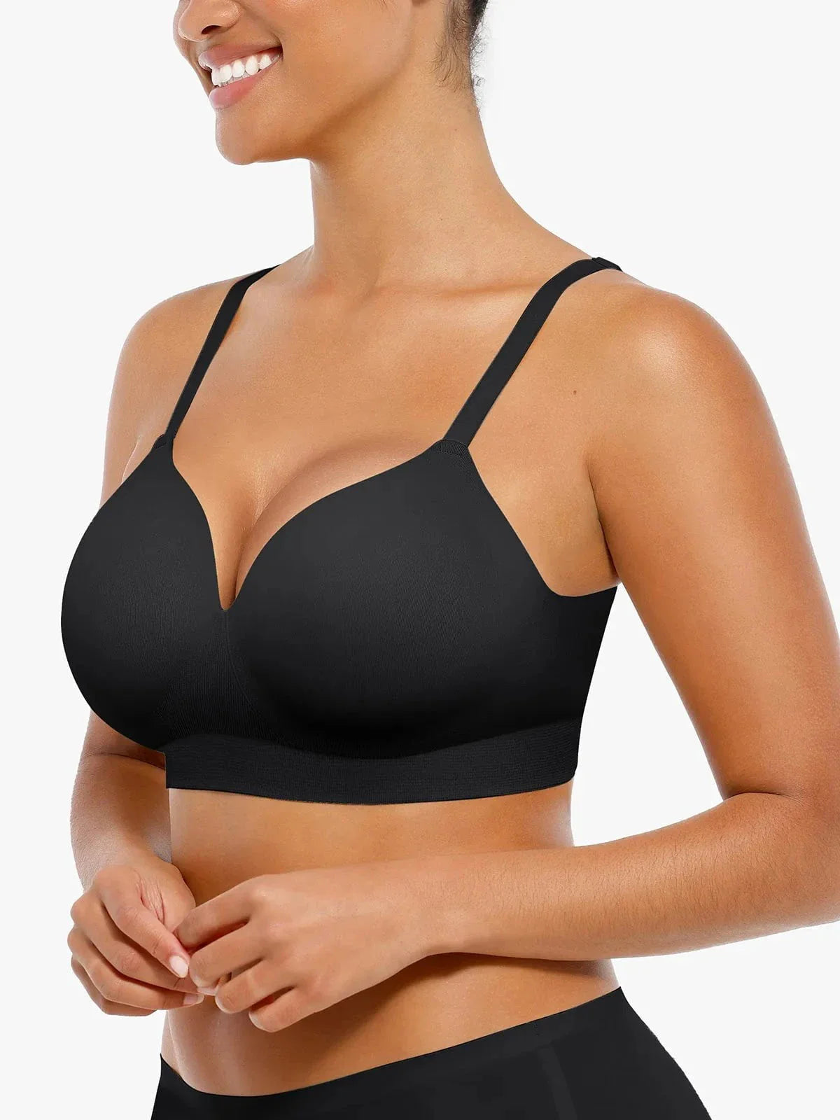 Seamless Push-Up V-Neck Wide-Strap Bras