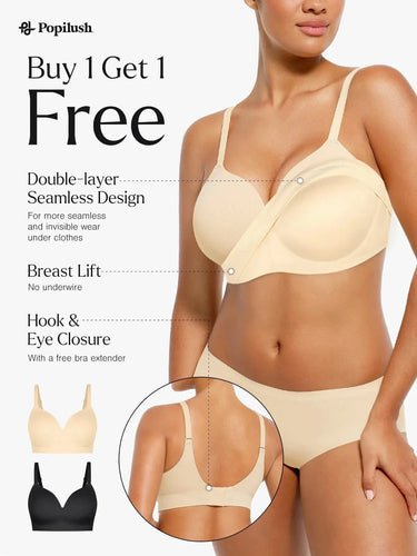 Seamless Wireless V-Neck Push-Up Bra