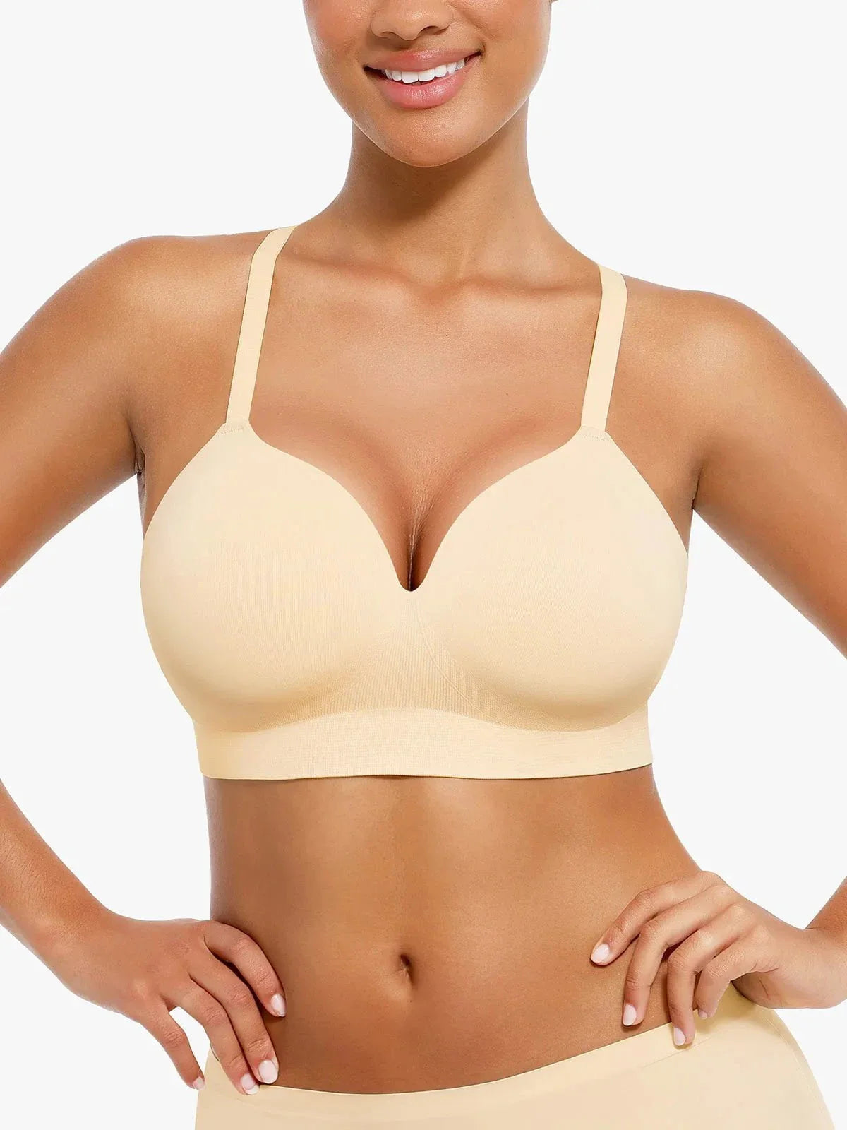 Seamless Wireless Push-Up V-Neck Bra Butt-Lifting Shorts Set